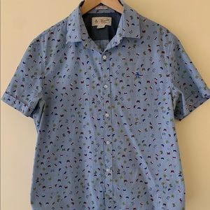 Butterfly Print, Short Sleeve Button Down